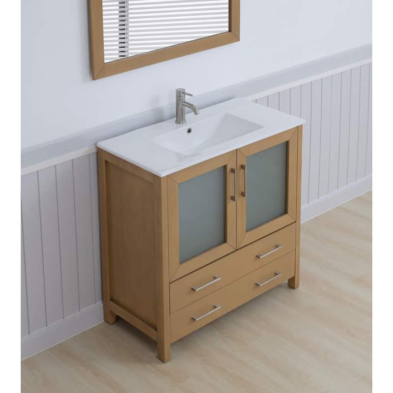 Vanity Art 36-Inch Single Sink Bathroom Vanity Set Dove-Tailed Drawers, 1 Cabinets, 1 Shelf, Soft-Closing Doors with Free Mirror