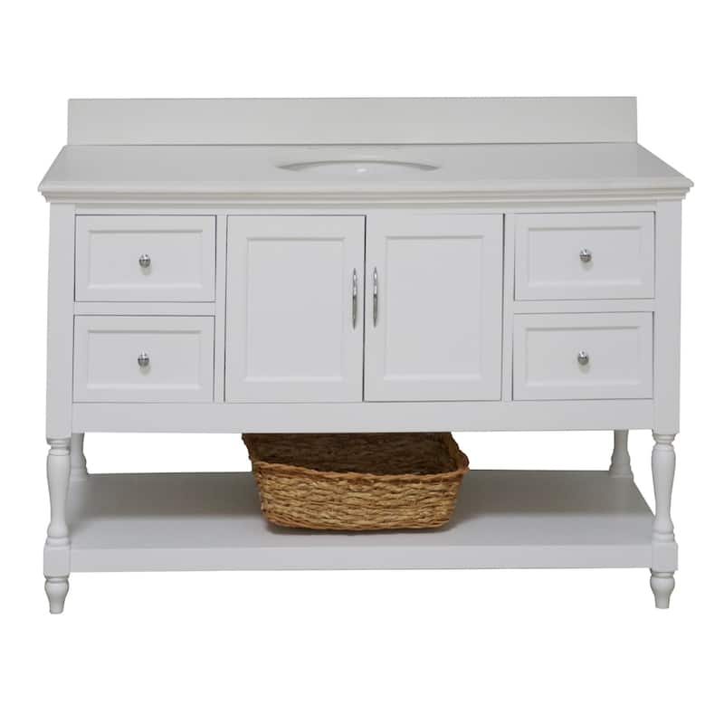 KitchenBathCollection Beverly 60" Single Bathroom Vanity with Quartz Top