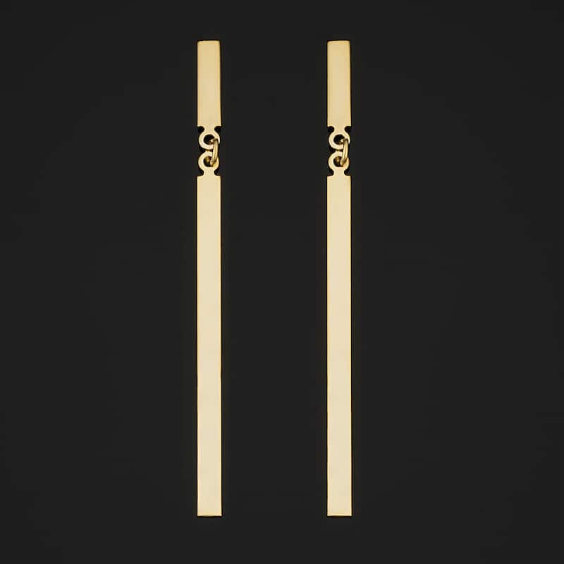 14k Yellow or Rose Gold Bar Drop Earrings - Yellow