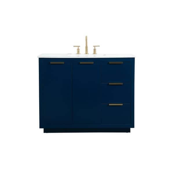 slide 2 of 4, Elegant Lighting VF19442 Blake 42" Free Standing Single Basin Vanity Blue - Painted