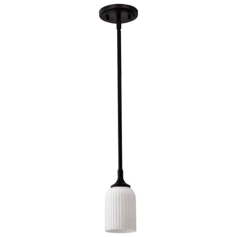 Solara Mini Pendant Matte Black Finish Frosted Ribbed Glass - Matte Black