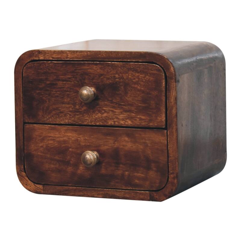 Artisan Furniture Solid Wood Mini Curved California Walnut Wall Mounted Bedside