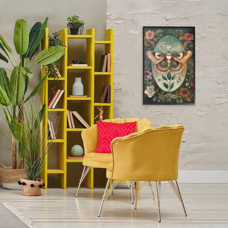 Stupell Moth with Blooming Florals Framed Giclee Art Design By The Dutch Lady