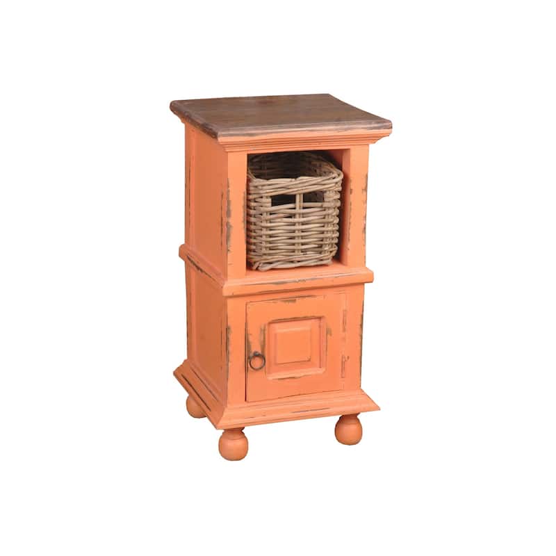Solid Wood End Table with Storage Basket - Fully Assembled Accent Table for Living Room, Bedroom - 26.5