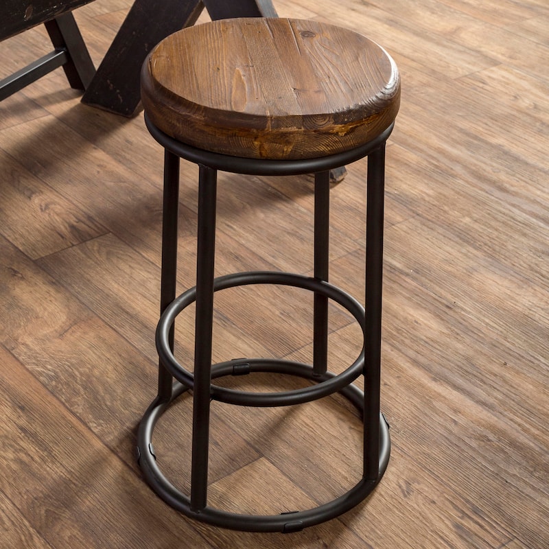 Carbon Loft Horseshoe Reclaimed Wood and Iron Stool - Counter Height