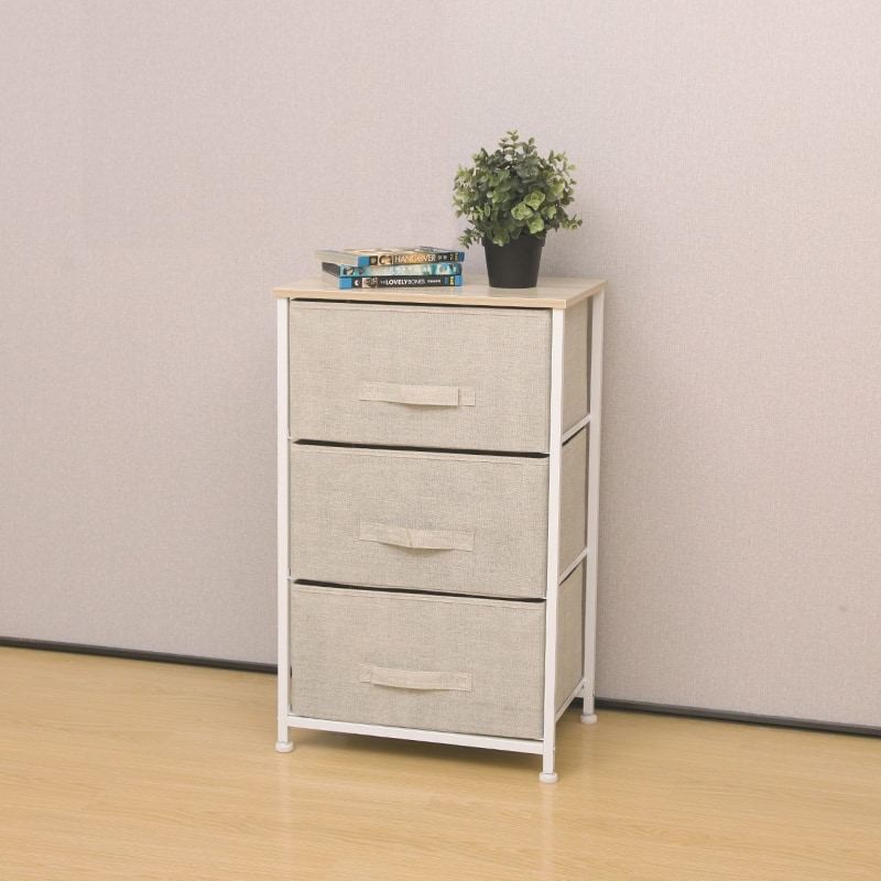 LCM Home Fashions Multiple Shelf Drawer Foldable Storage Chest Night Stand - Three Drawer