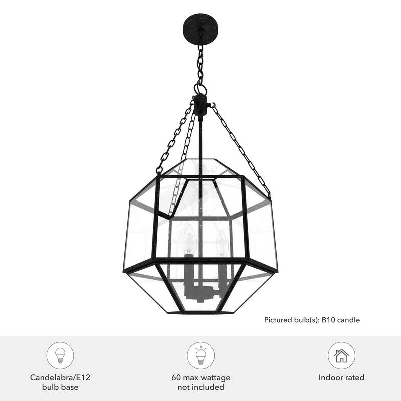 Hunter Indria Rustic Iron 3 Light Pendant - Entry, Island, Dining Room - Industrial, Contemporary, Transitional, Geometric