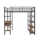 preview thumbnail 7 of 19, Twin/Full Size Metal Loft Bed with Bulit-in Desk and 2 Storage Drawers, Heavy Duty Loft Bedframe with 4-Tier Storage Shelves
