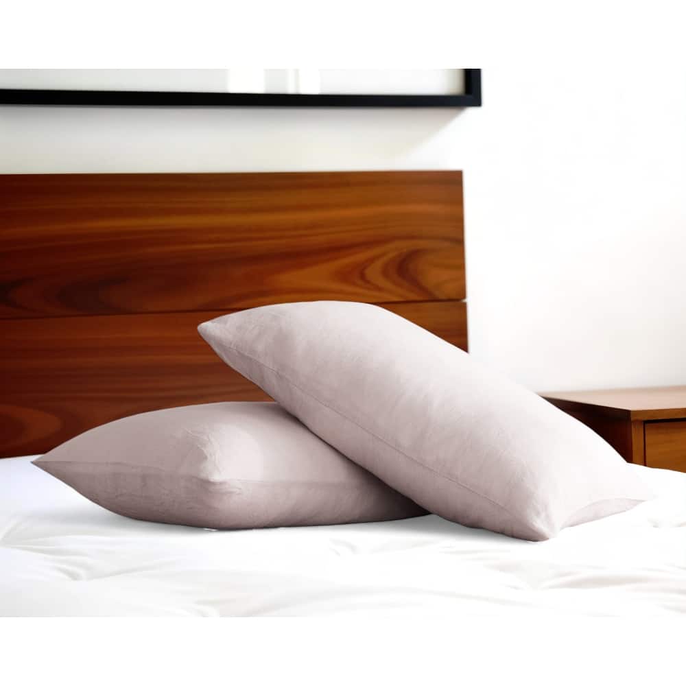 HomeRoots Set of Two Light Pink Linen Pillowcases