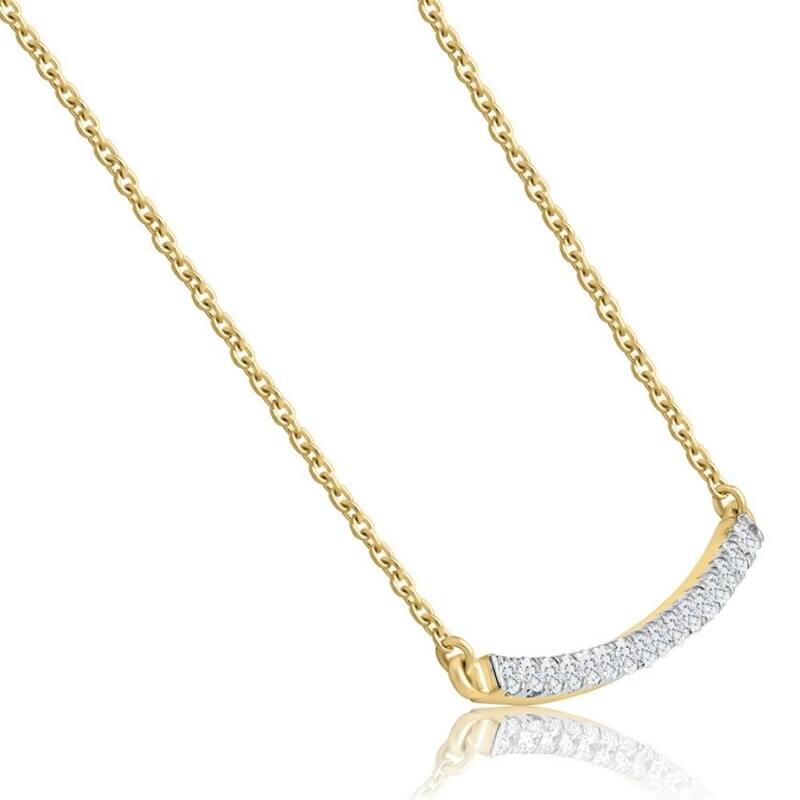1/3Ct Diamond Bar Pendant Yellow Gold Necklace Lab Grown 1 1/3"