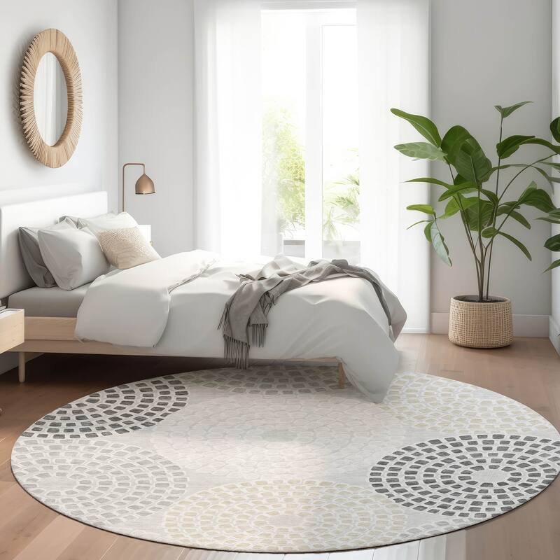 Premium Washable Super Soft Mosaic Colosseum Mayfield Rug - Gray - 8' x 8'