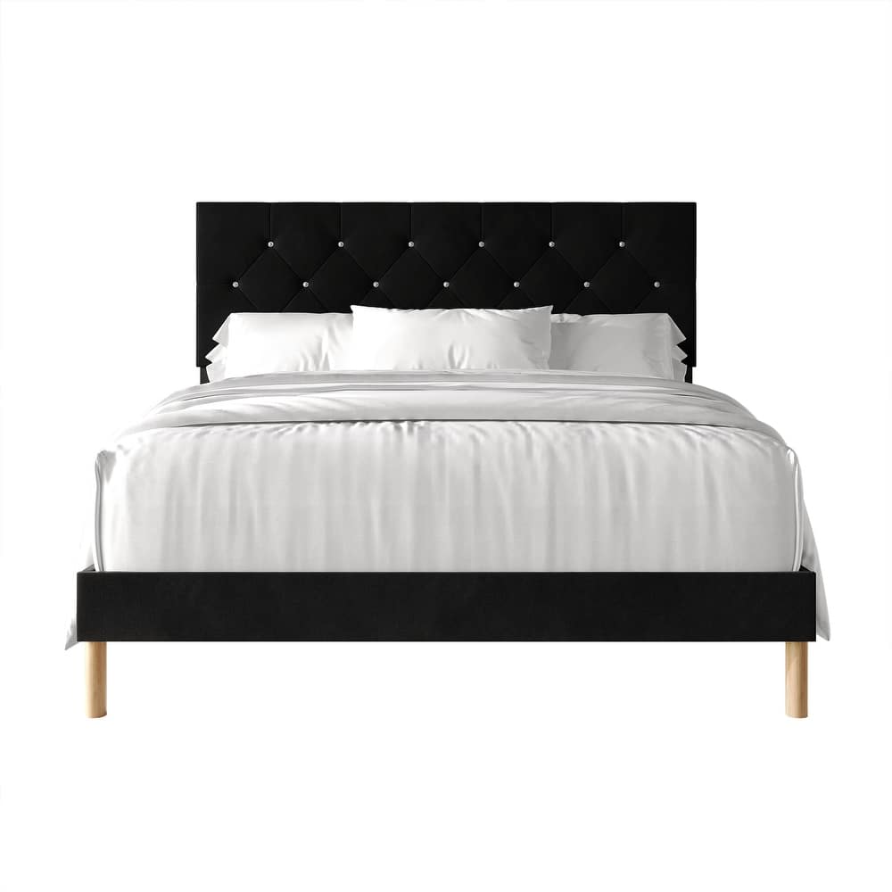 CraftPorch Elegant Velvet Upholstered Bed