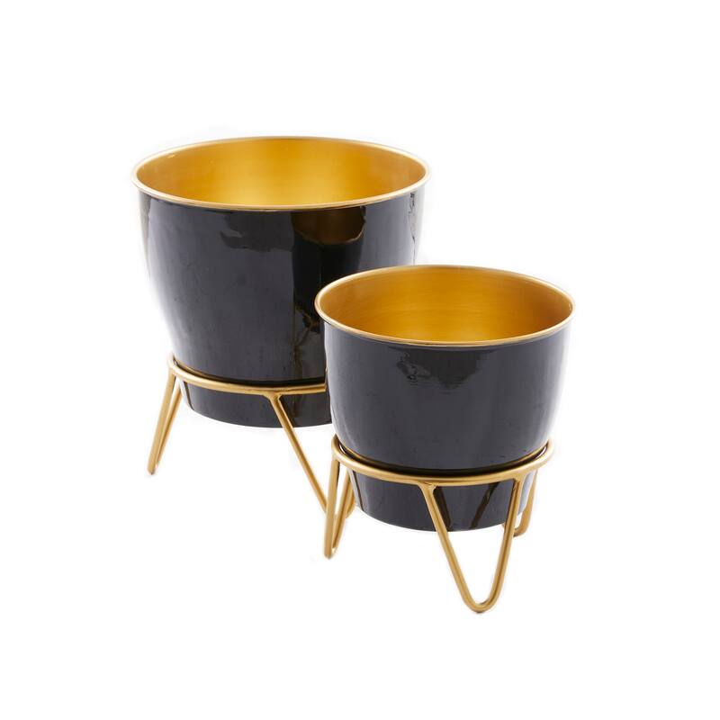 White Metal Planter with Removable Stand (Set of 2) - Blue, Pink, Black or White
