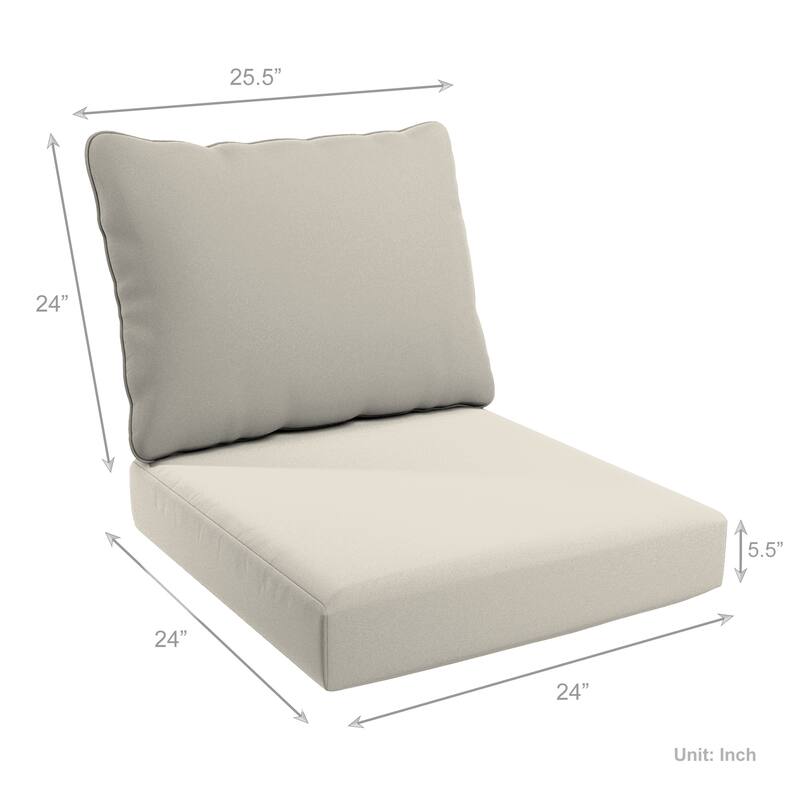 California Umbrella Outdoor Deep Seat Cushion Set, 24" x 48", Sunbrella Fabric, Densified Fiber Fill