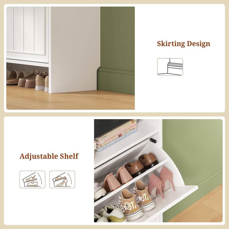 Shoe Storage Cabinet with 2 Large Flip Drawers Shoe Rack Cabinet