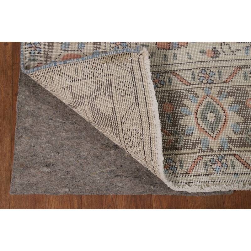 Beige / Ivory Medallion Tabriz Persian Area Rug Handmade Wool Carpet - 6'6"x 9'8"