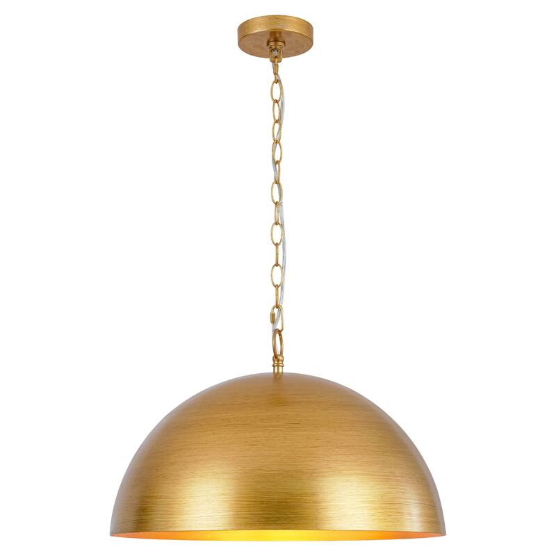 1-Light Industrial Retro Handmade Brushed Gold Dome Pendant Light
