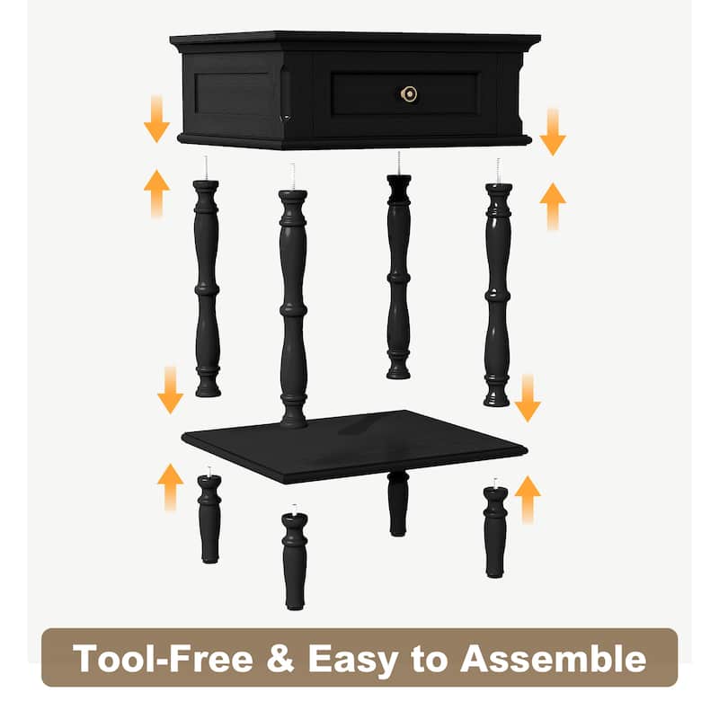 Nightstand with Built-in Charging Outlets, Minimal Assembly Needed