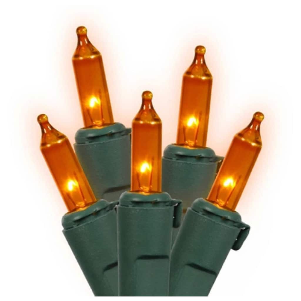 4' x 6' Orange Mini Incandescent Net Style Christmas Lights - Green Wire