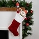 preview thumbnail 2 of 3, Cable Knit with Faux Fur Cuff Christmas Stocking - 20.5" - Red and White