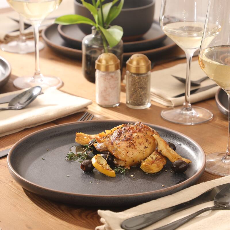 Gibson Elite Abbey Circle 12 Piece (Service for 4) Reactive Matte Glaze Dishes Stoneware Ceramic Dinnerware Set