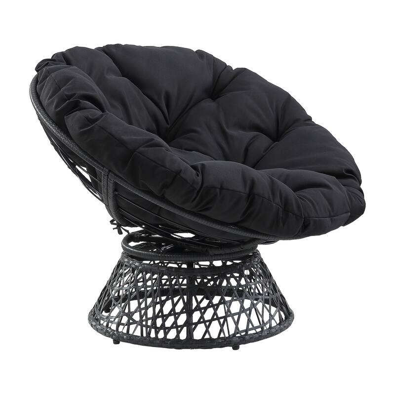 The Curated Nomad Avoca Woven Wicker Papasan Chair - Black