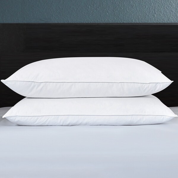 Peace Nest 2 Pack Feather Down Pillows Medium Firm for Back and Side Sleepers - White - Queen