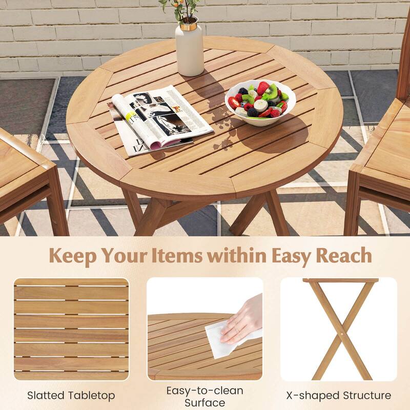Costway Outdoor Side Table with Slatted Tabletop & X-Shaped Structure - See Details