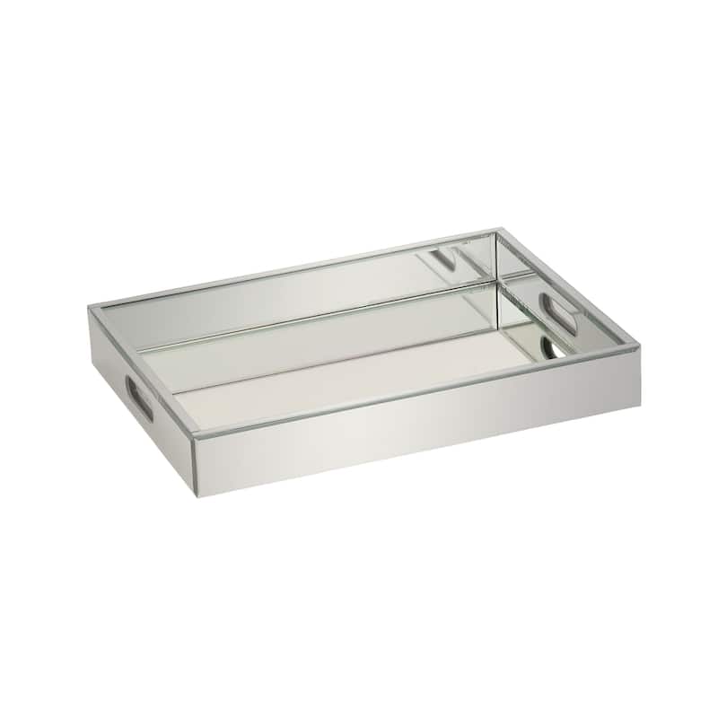 Silver Wooden Mirrored Tray