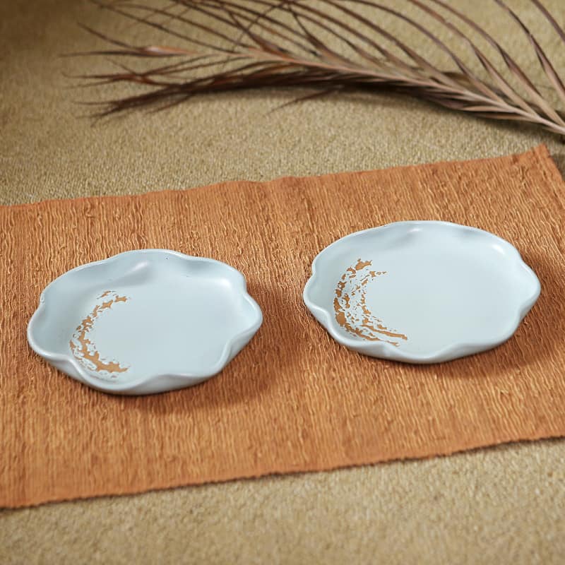 Novica Handmade Naked Blue Ceramic Desert Plates (Pair)