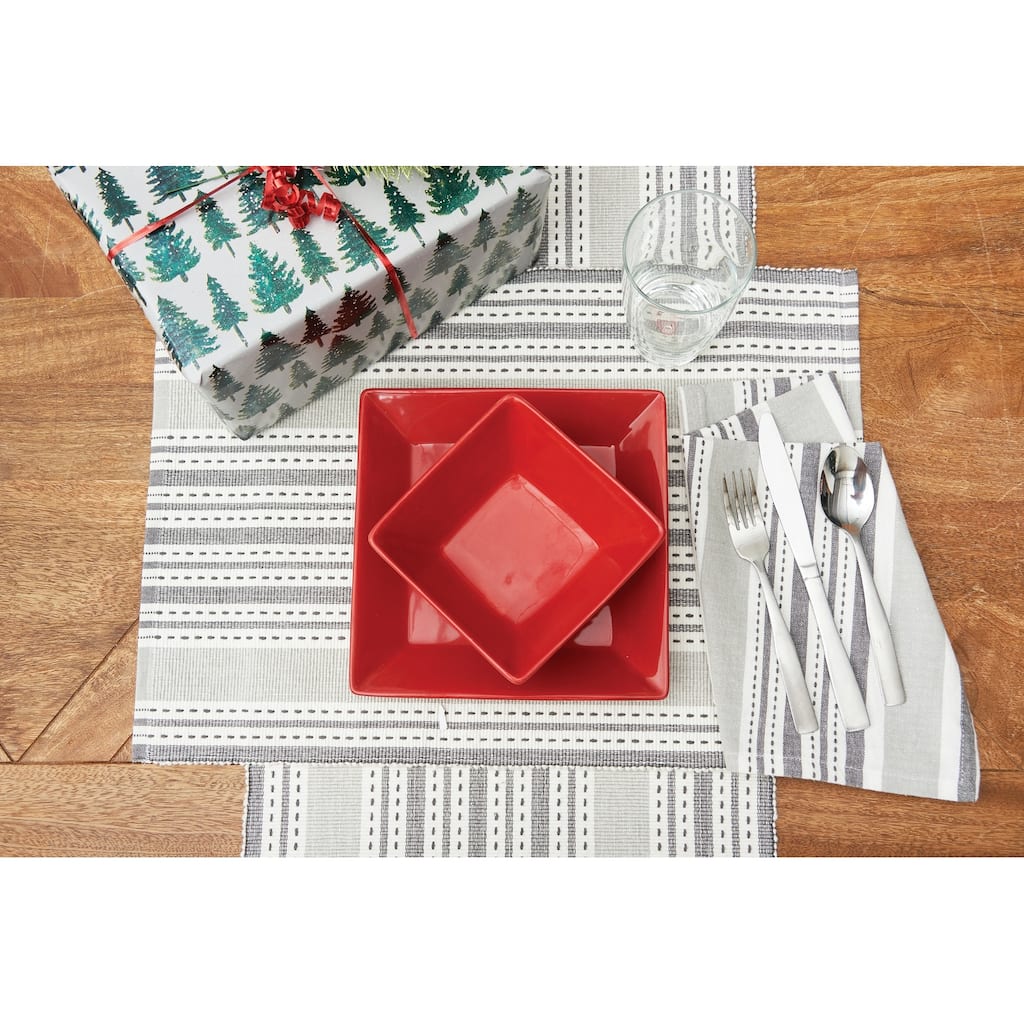 Warner Slate Stripe Reversible Napkin Set of 6 - Set of 6