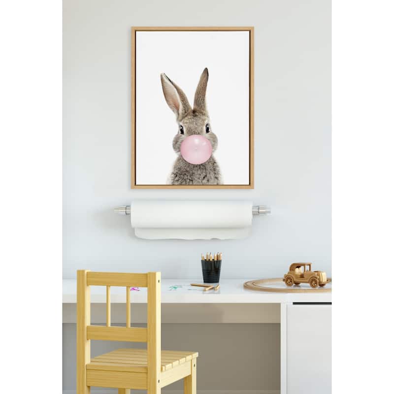 Kate and Laurel Sylvie Bubblegum Bunny Framed Canvas By Amy Peterson