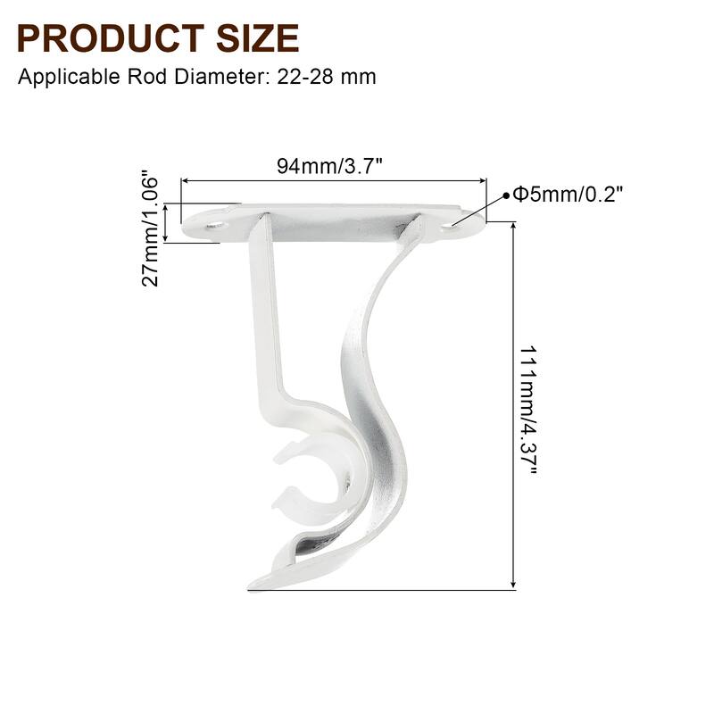 4Pcs Curtain Rod Bracket, Holders for Drapery Rod Home - Beige - 0.8"-1"