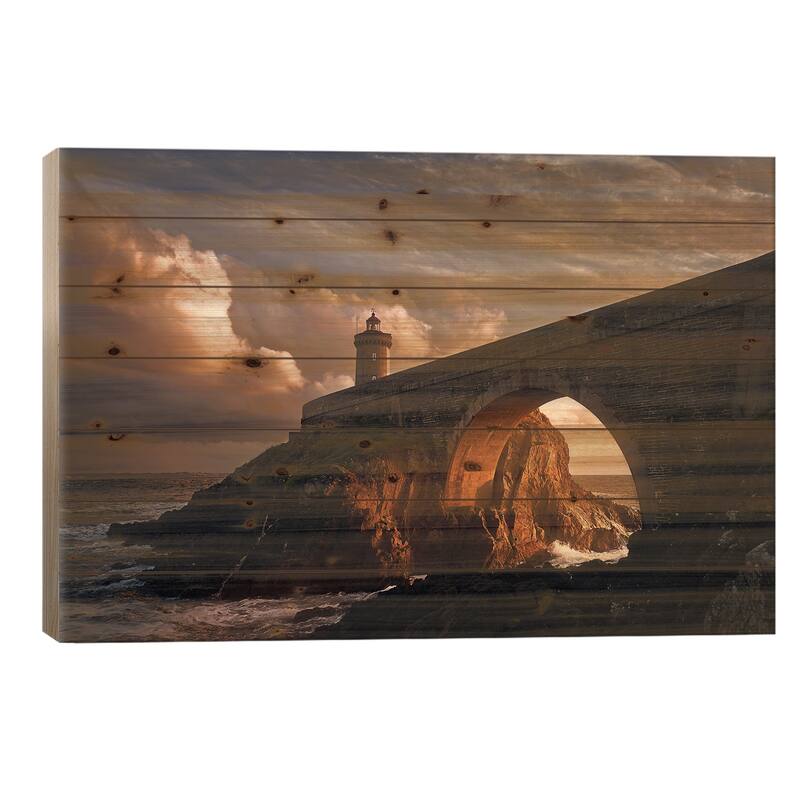 Under The Bridge Print On Wood by Denis - Multi-Color - 26x40x1.5