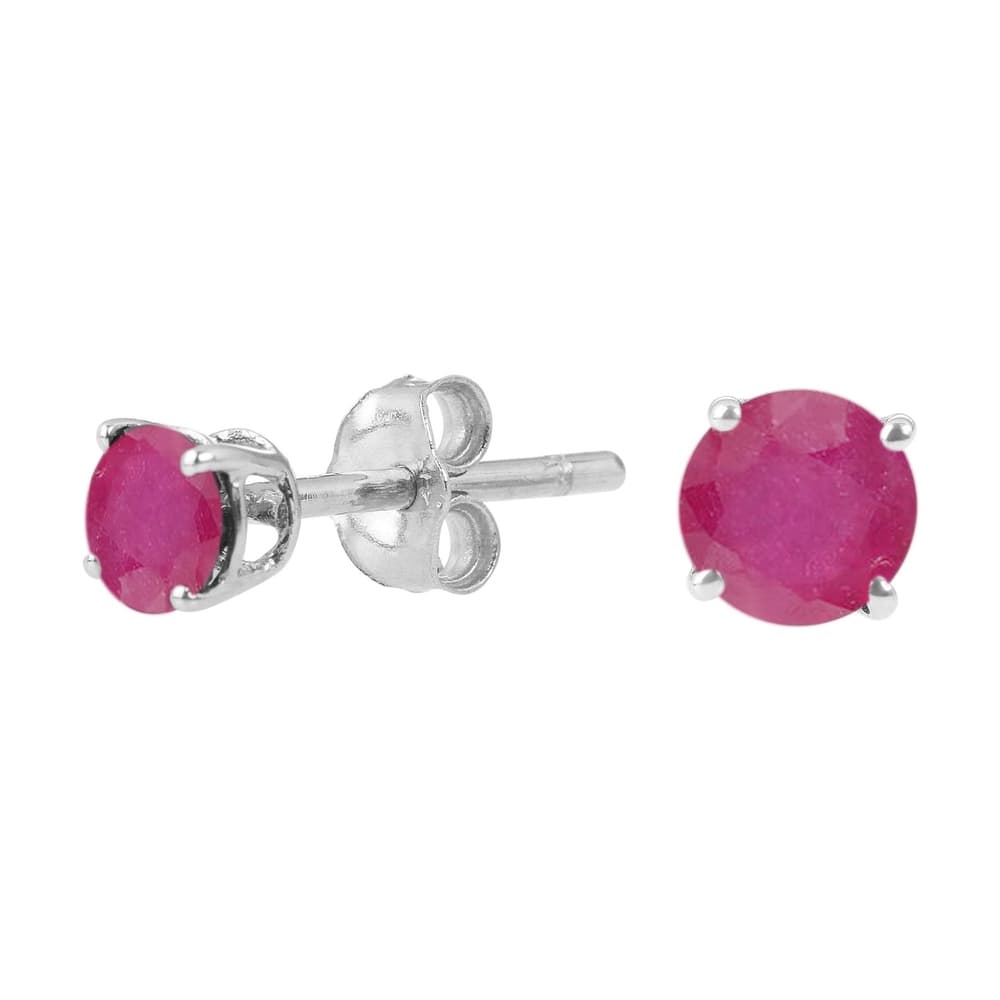 Sterling Silver Round 4mm Gemstone Birthstone Stud Earrings