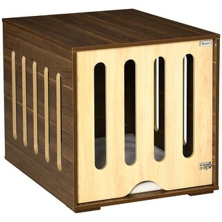 Picture of Decorative Dog Crate Bed with Cushion, Removable Door, and End Table ...