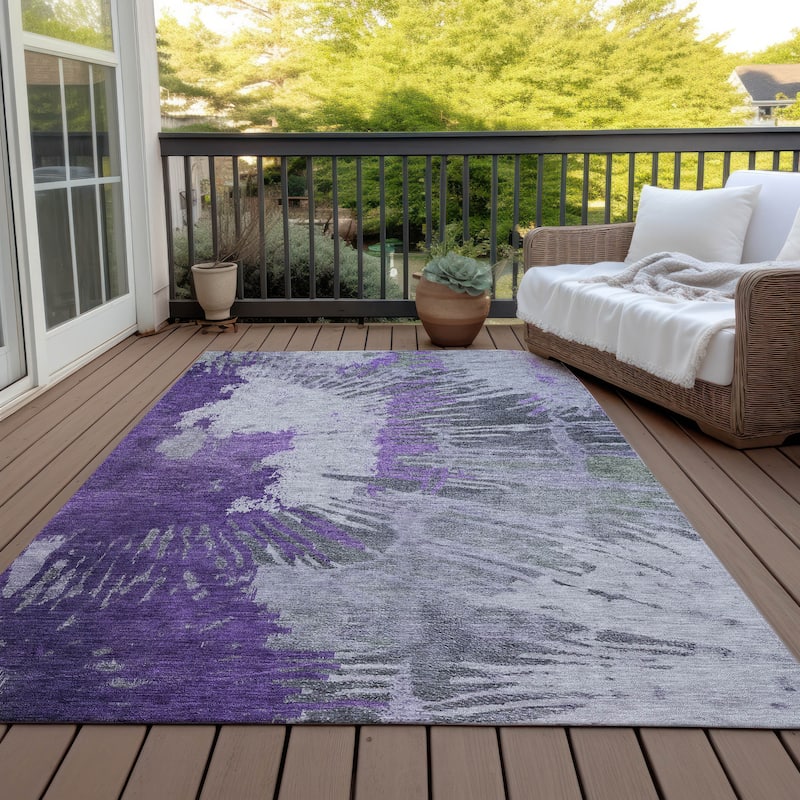 Machine Washable Indoor/ Outdoor Chantille Modern Burst Rug