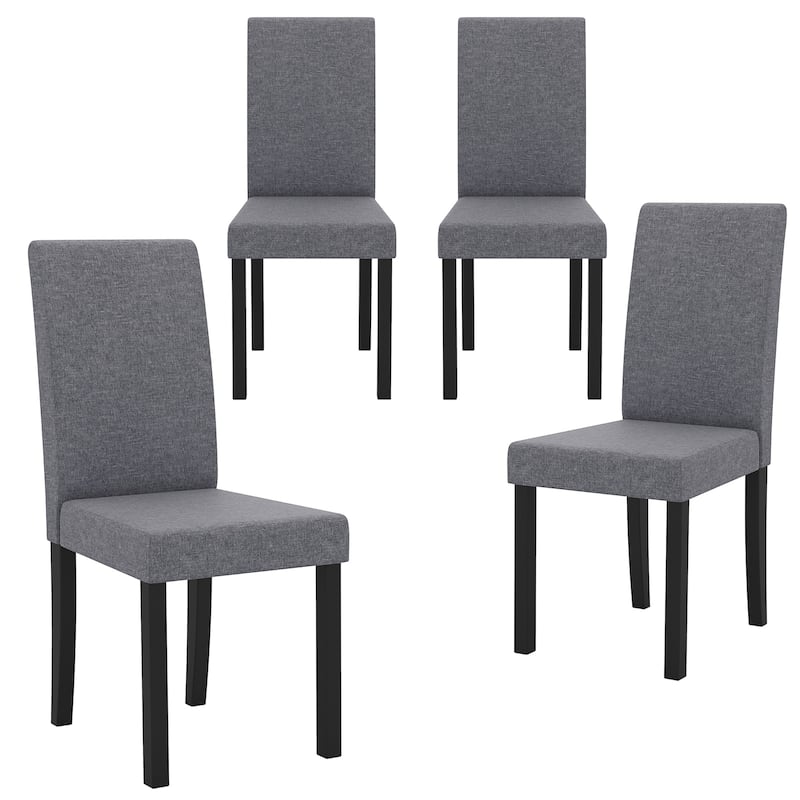 Gymax Dining Chair Set of 4 Fabric Upholstered Rubber Wood Legs Side - Dark Grey