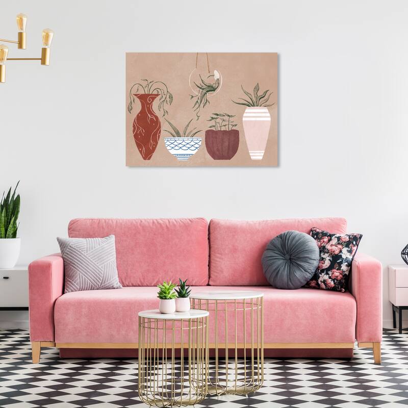 Wynwood Studio Canvas Floral and Botanical Her Favorite Pots Brown and Tan Rustic Wall Art Canvas Print - 24 x 36