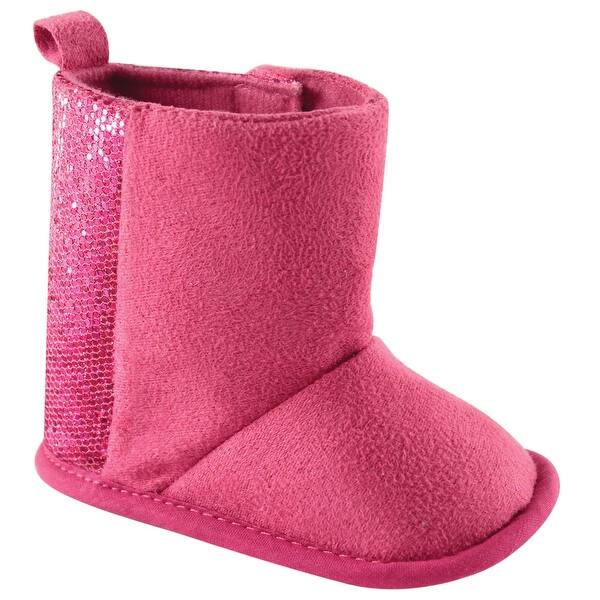 slide 1 of 1, Luvable Friends Baby Girl Crib Shoes, Dark Pink 0-6 Months - Dark Pink