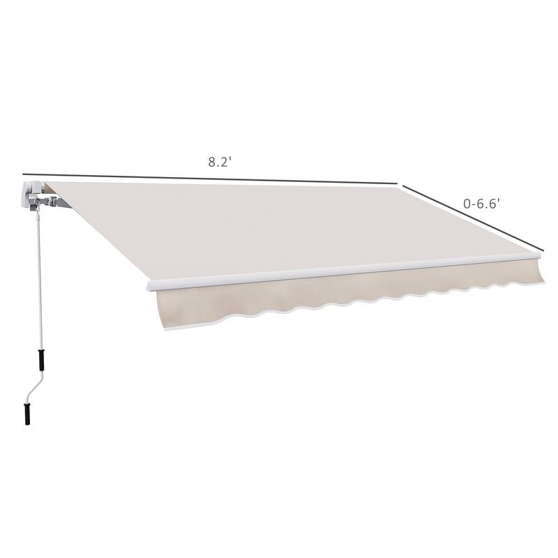 Outsunny 8' x 6.6' Patio Retractable Awning/Manual Exterior Sun Shade Deck Window Cover