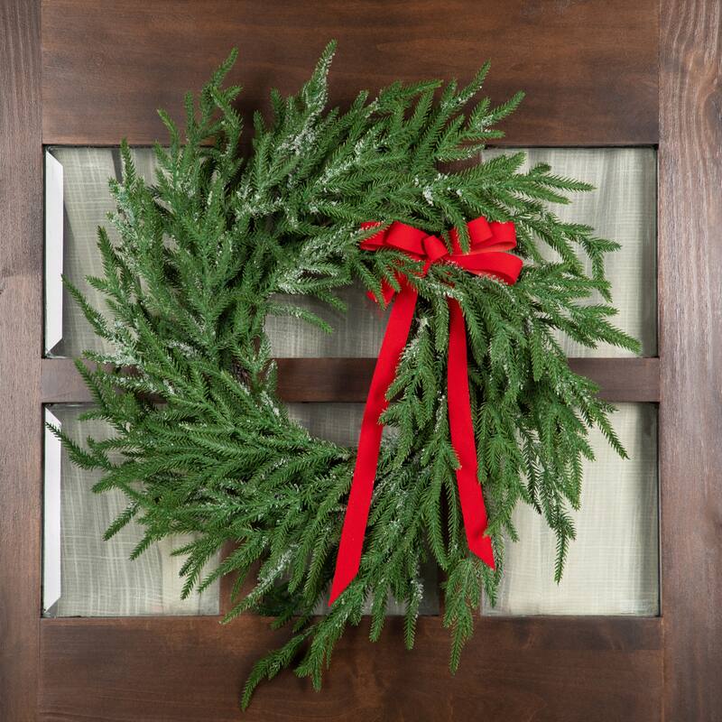 Frosted Norfolk Pine Artificial Christmas Wreath - 20" - Unlit