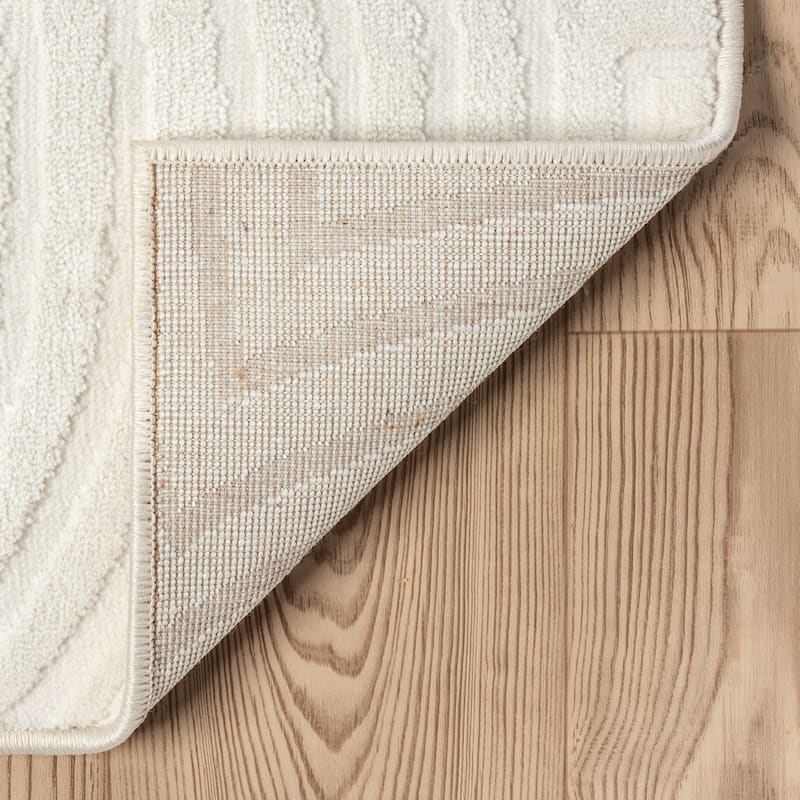 Abani Neutral NTL170A Cream Tone-on-Tone Semi-Circle Geometric Lines Area Rug