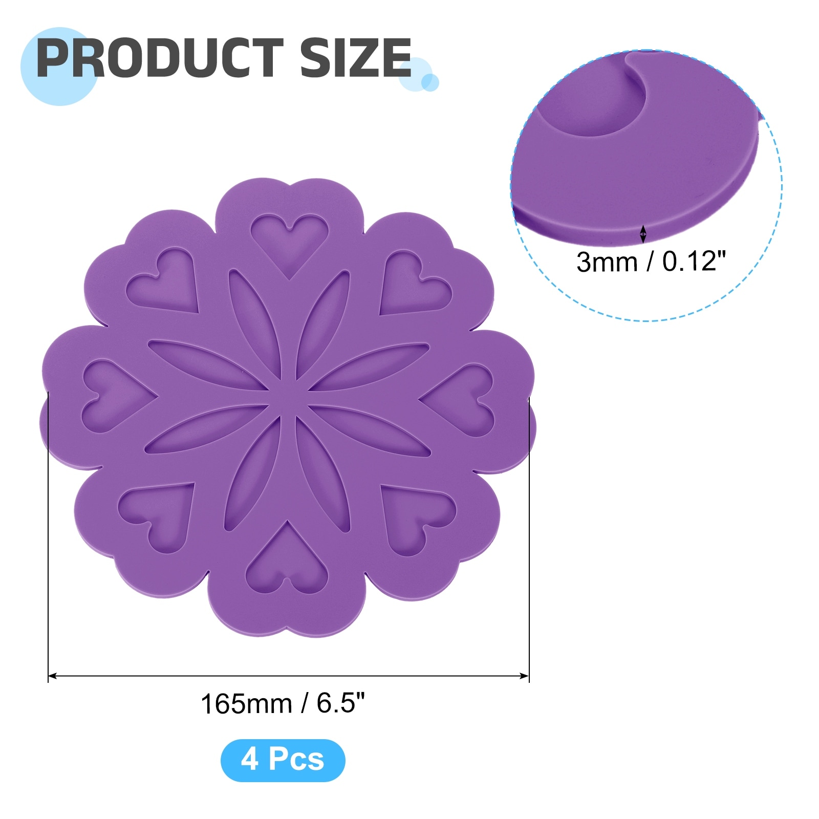 Silicone Trivet Mats, Flower Pattern Silicone Pad Hot Pad Pan Protectors Table Protector Heat Resistant Mat
