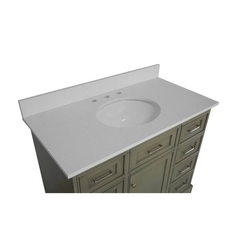 KitchenBathCollection Aria 42" Bathroom Vanity with Quartz Top