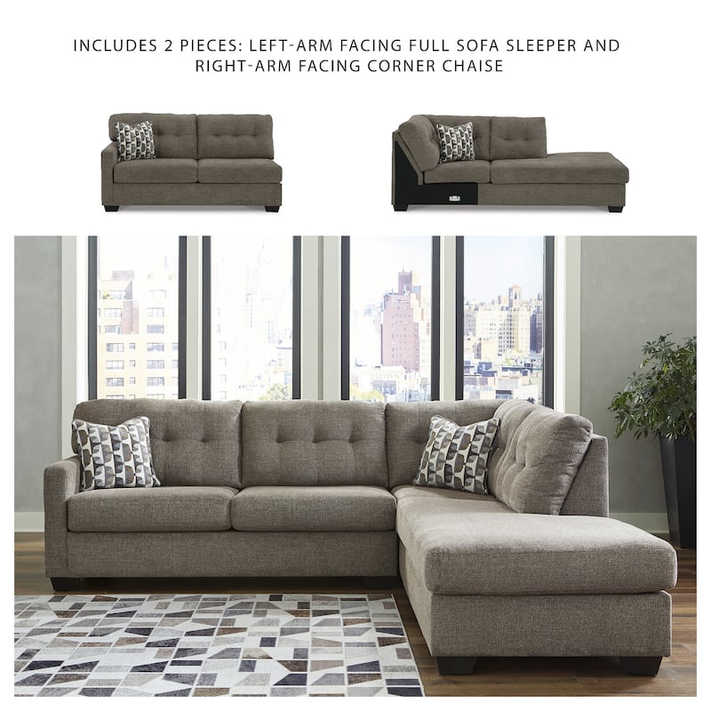 Signature Design by Ashley Mahoney 2-Piece Sleeper Sectional with Chaise - 105"W x 90"D x 37"H