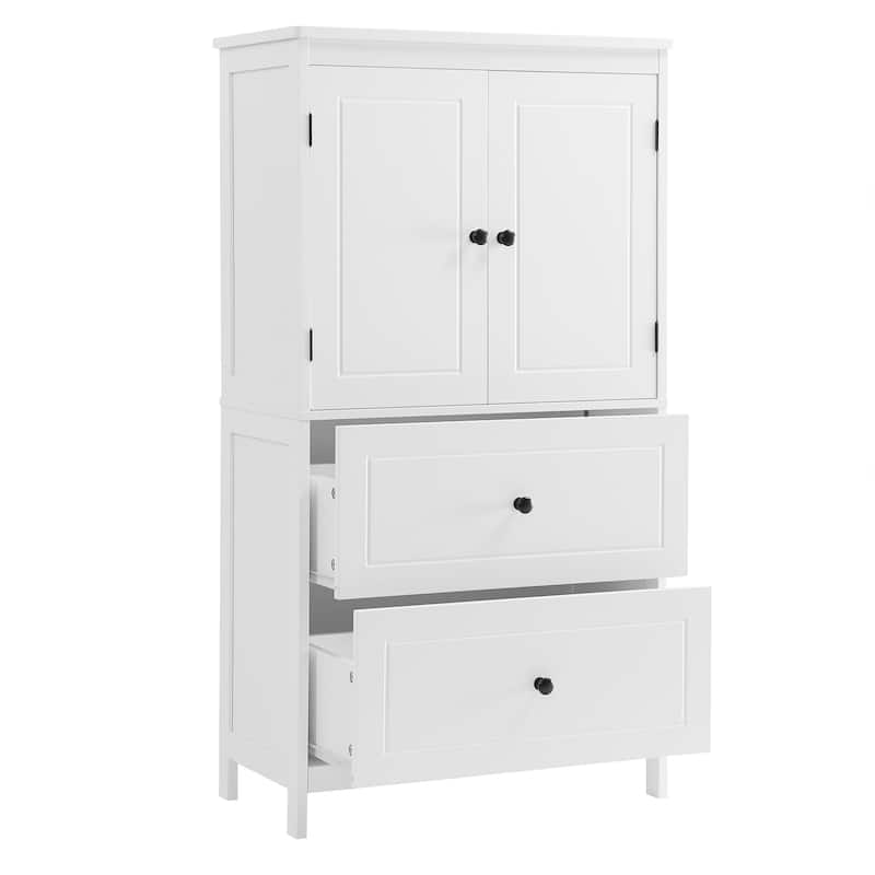 Roomfitters Bathroom Storage Cabinet with Two Doors and Drawers, Adjustable Shelf and Painted MDF Structure