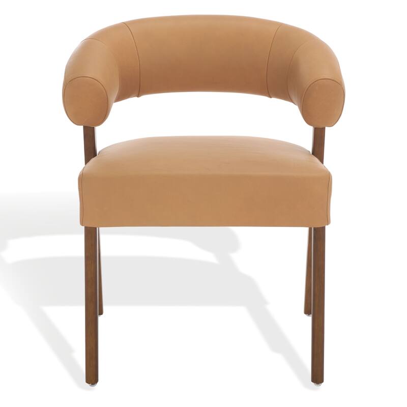 SAFAVIEH Couture Jarvis Curved Back Dining Chair, Fully Assembled - 26"W x 26"D x 31"H - Brown/Walnut