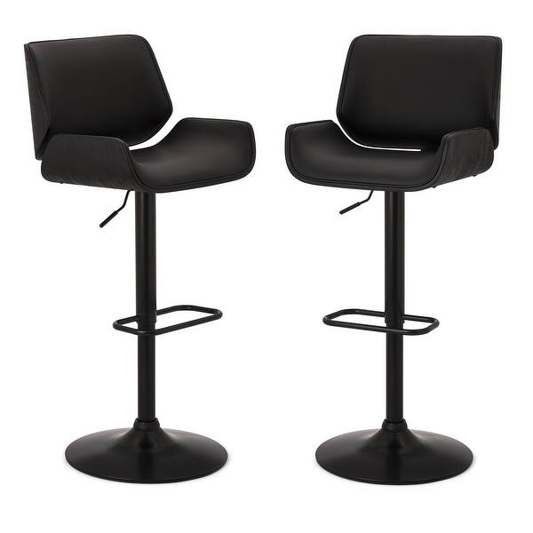 slide 30 of 37, Glitzhome Mid-century Modern Height-adjustable Swivel Counter Bar Stool TWO BLACK