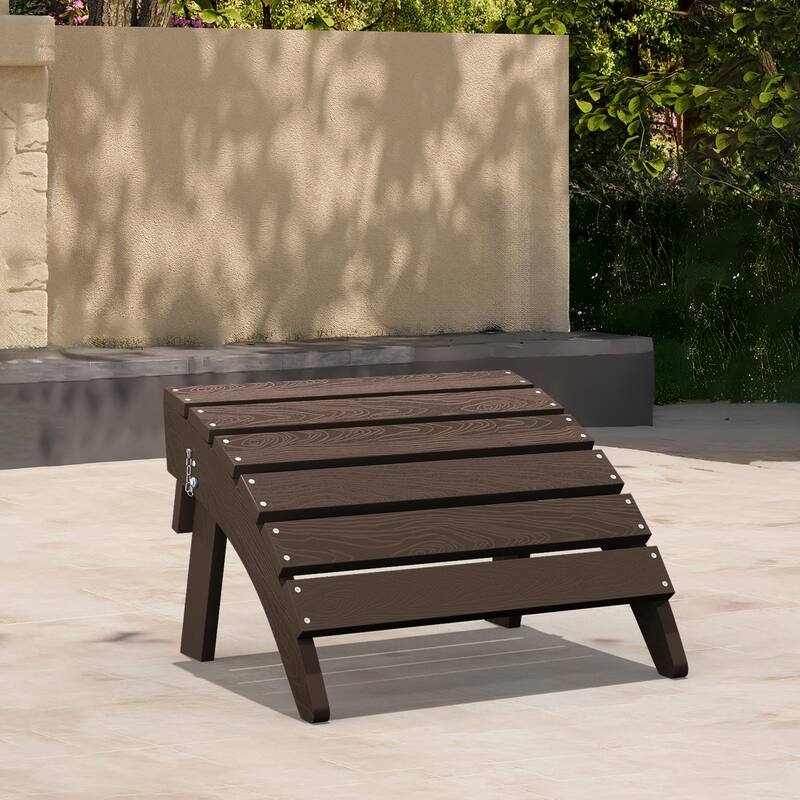 HDPE Folding Adirondack Ottoman, No-Assembly Outdoor Footrest,Fade Resistant Patio Footstool for Adirondack chair